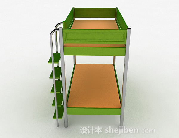 免费绿色上下层单人床3d模型下载