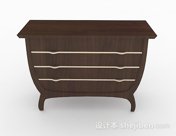 现代风格棕色木质家居鞋柜3d模型下载