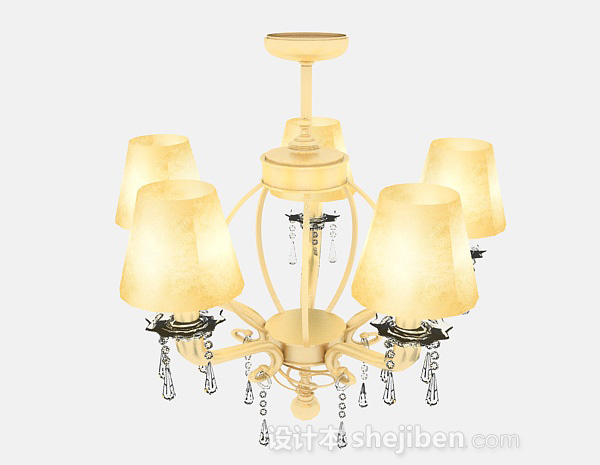 欧式风格欧式暖黄色烛台式吊灯3d模型下载