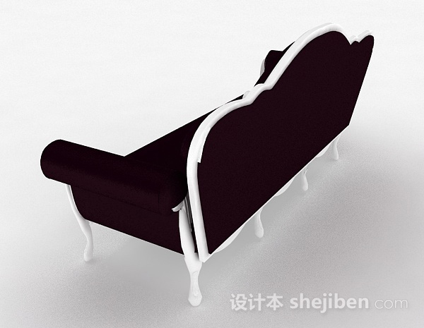 设计本欧式深紫色双人沙发3d模型下载