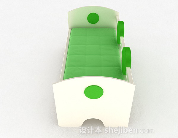 设计本嫩绿色单层儿童床3d模型下载