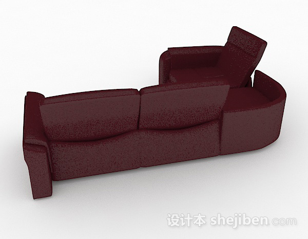 设计本暗红色多人沙发3d模型下载
