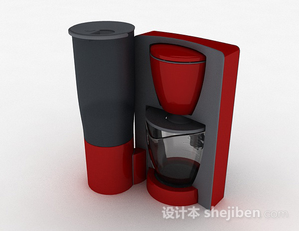 红色咖啡机3d模型下载