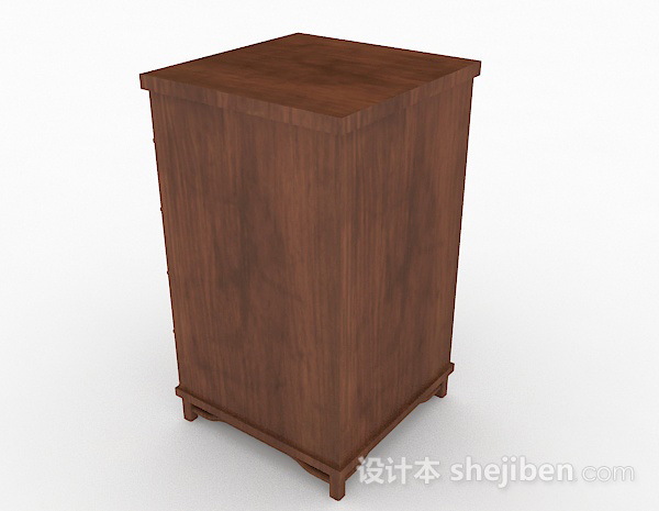 设计本棕色木质家居床头柜3d模型下载