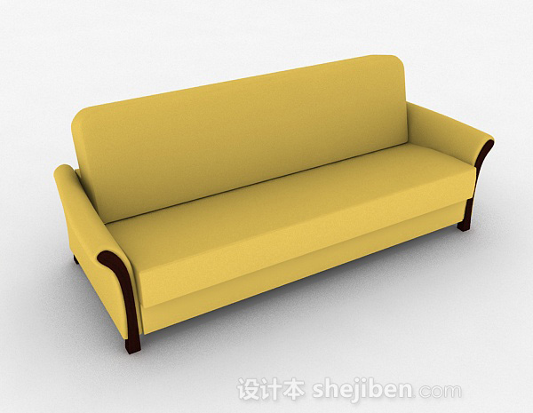 黄色休闲多人沙发3d模型下载