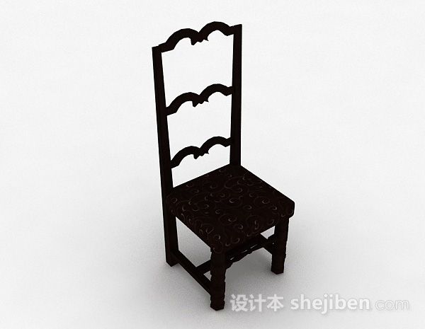 棕色雕刻木椅3d模型下载