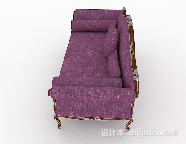 设计本欧式紫色双人沙发3d模型下载
