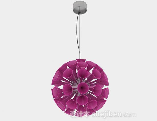 紫色喇叭状圆形吊灯3d模型下载