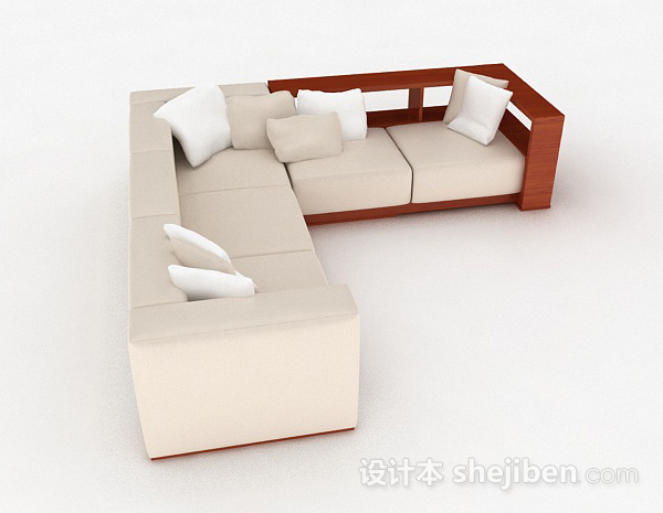 白色简约多人沙发3d模型下载