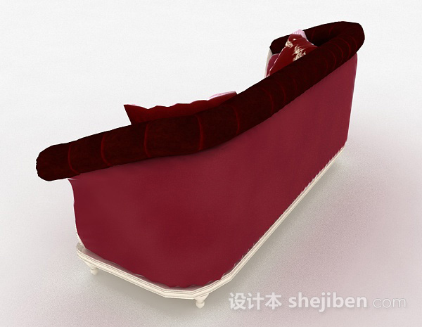 设计本欧式红色双人沙发3d模型下载