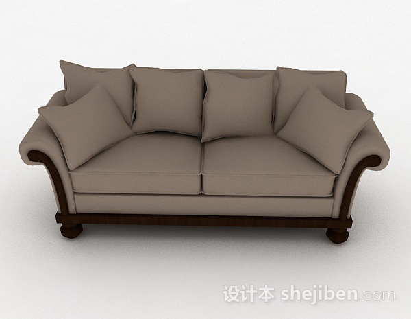 欧式风格欧式灰色多人沙发3d模型下载