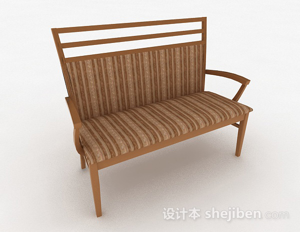 总是木质条纹多人椅3d模型下载