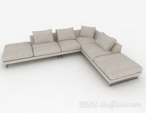 北欧风格北欧简约灰色多人沙发3d模型下载