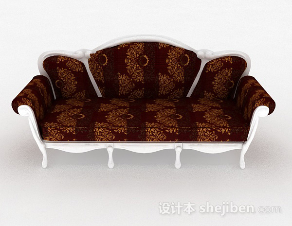现代风格欧式布艺花纹沙发3d模型下载