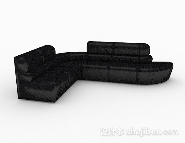 黑色休闲多人沙发3d模型下载