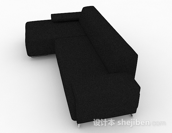 设计本黑色多人沙发3d模型下载