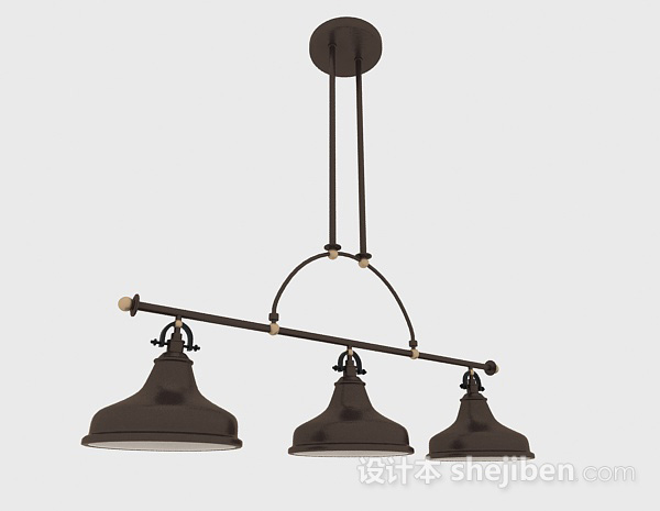 免费欧式深棕色金属一字型吊灯3d模型下载