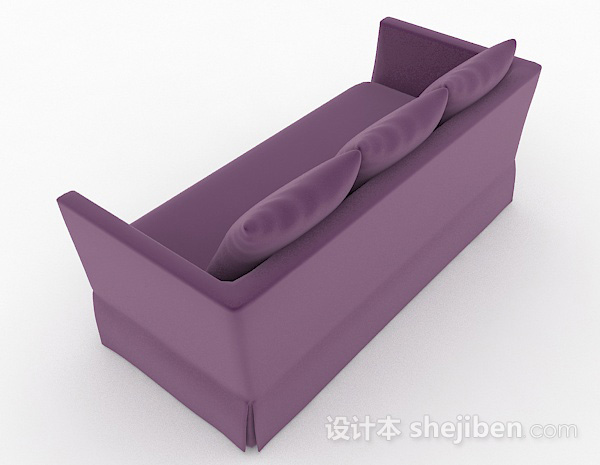 设计本紫色简约双人沙发3d模型下载