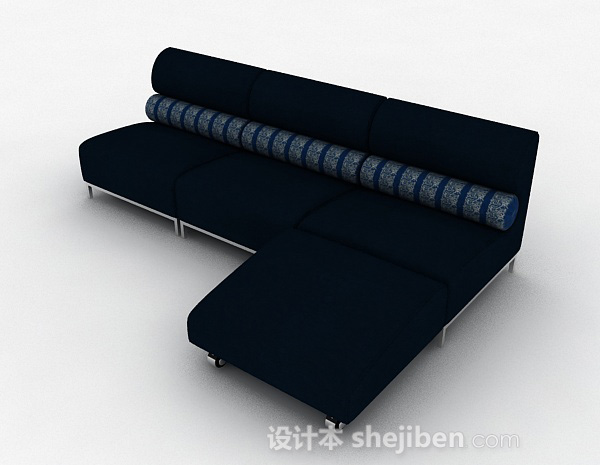 免费深蓝色多人沙发3d模型下载