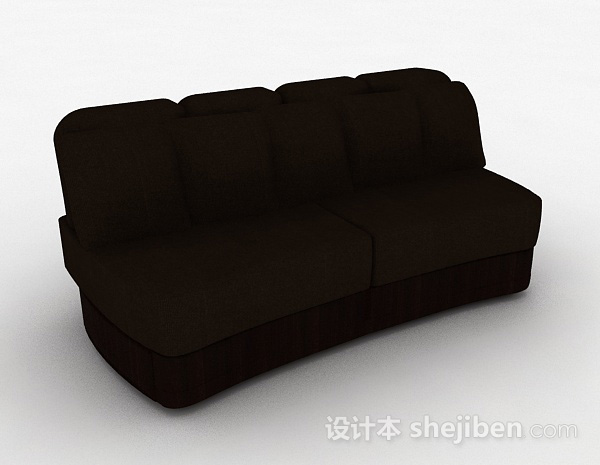 棕色简约双人沙发3d模型下载