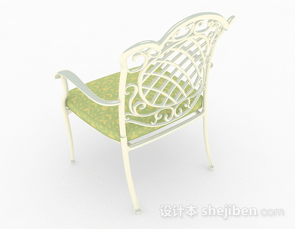 设计本欧式简约白色家具单人扶手椅3d模型下载