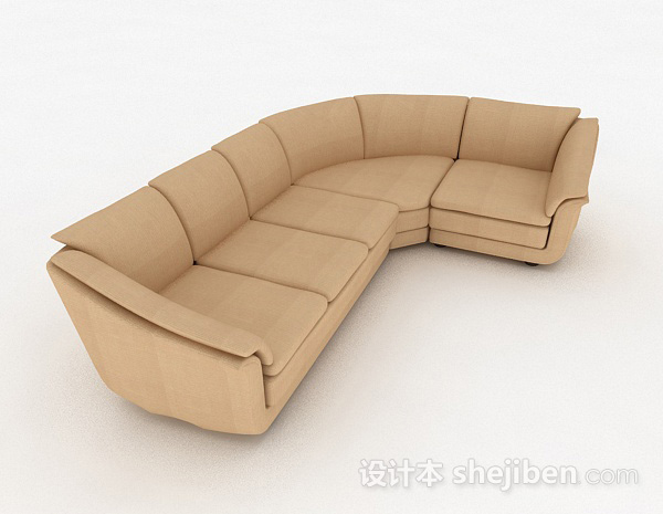 免费棕色简约多人沙发3d模型下载