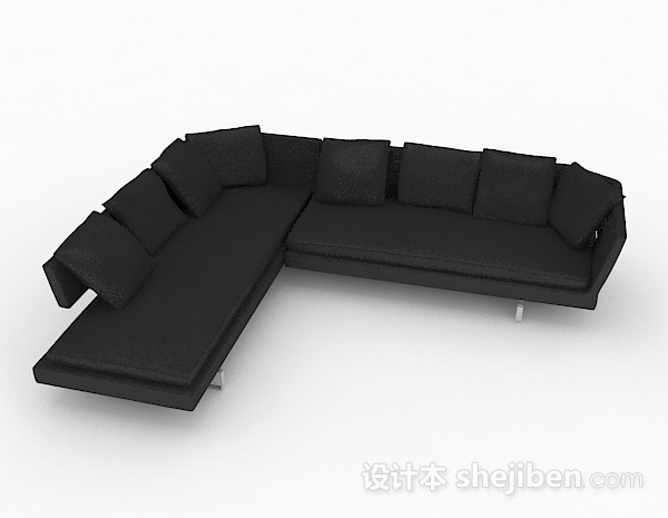 深灰色多人沙发3d模型下载