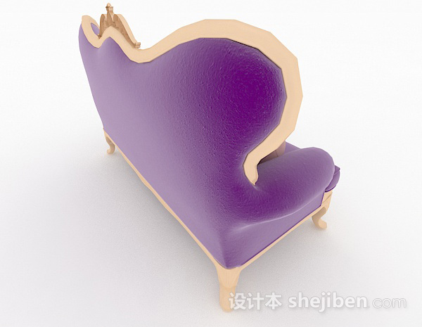 设计本欧式紫色单人沙发3d模型下载