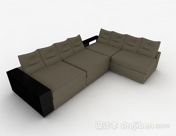 灰绿色多人沙发3d模型下载