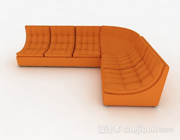 橙色多人沙发3d模型下载