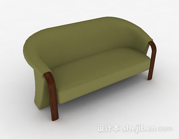 绿色简约双人沙发3d模型下载