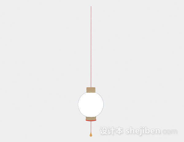 日式风格白色圆球吊灯3d模型下载