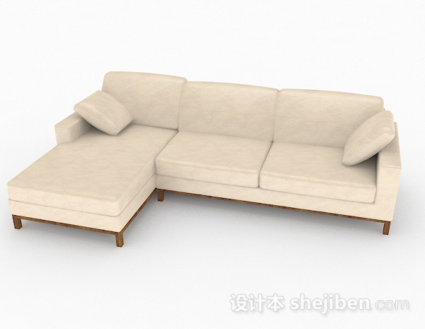 浅棕色多人沙发3d模型下载