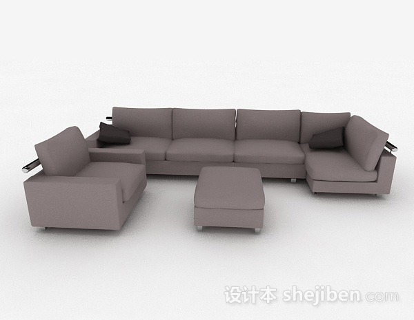 现代风格灰色简约组合沙发3d模型下载