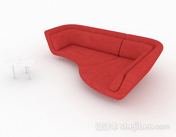 免费时尚红色多人沙发3d模型下载