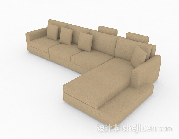 免费棕色简约多人沙发3d模型下载