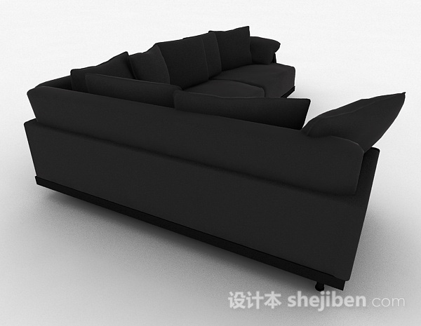 设计本灰色多人沙发3d模型下载