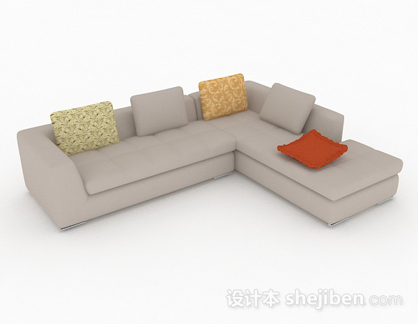 灰棕色多人沙发3d模型下载