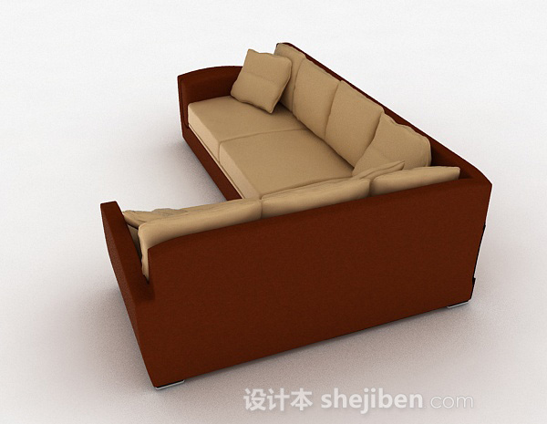免费简约家居棕色多人沙发3d模型下载