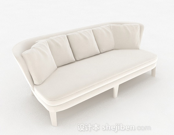 白色简约家居多人沙发3d模型下载