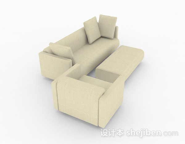 免费浅绿色组合沙发3d模型下载