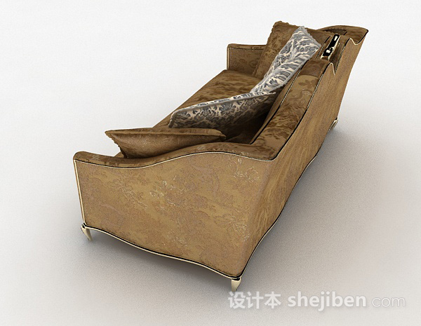 设计本欧式棕色多人沙发3d模型下载