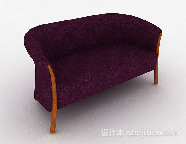 紫色双人沙发3d模型下载