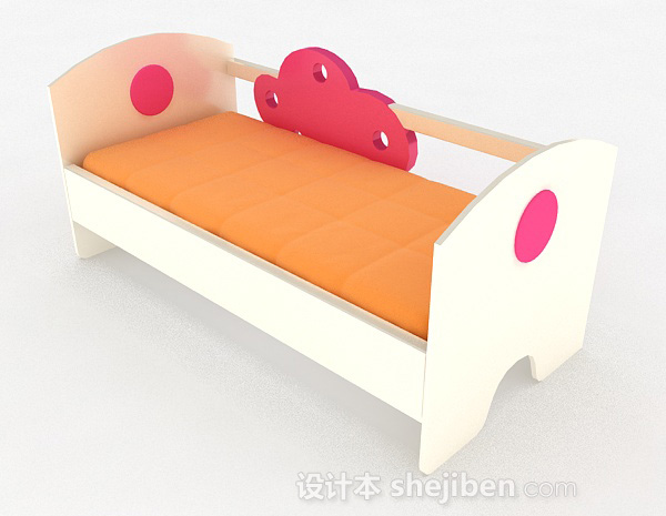 免费粉红色木质儿童床3d模型下载