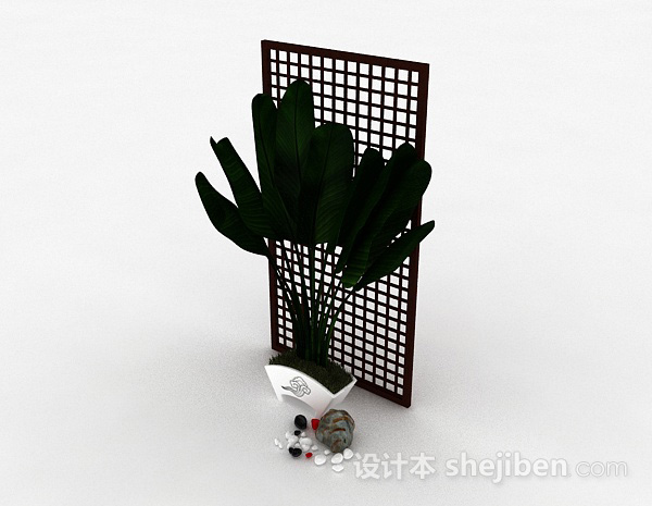 现代风格绿色室内盆栽3d模型下载