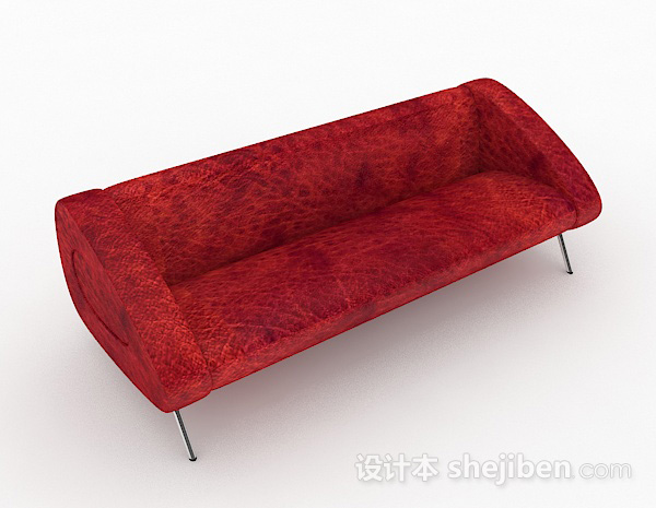 红色花纹多人沙发3d模型下载
