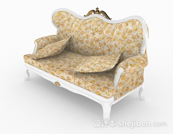 欧式风格欧式家居双人沙发3d模型下载