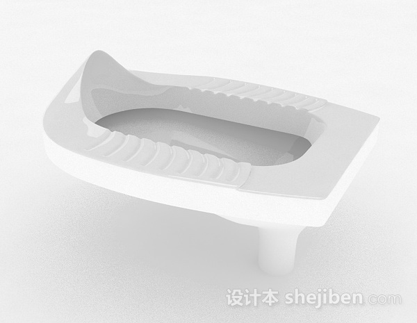 免费白色陶瓷蹲便器3d模型下载