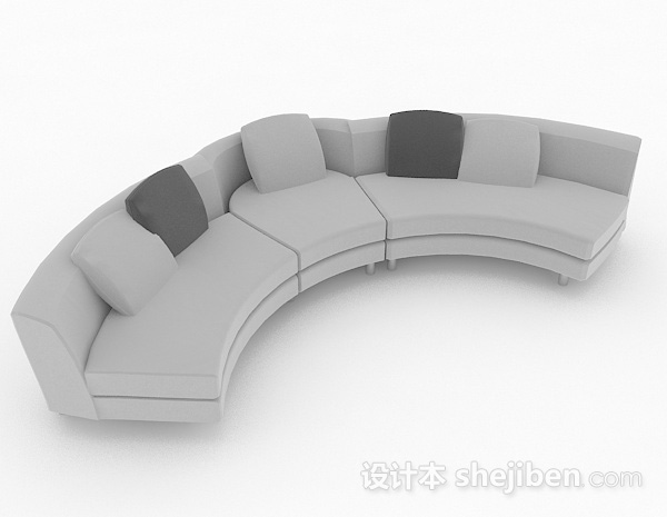 灰色多人沙发3d模型下载