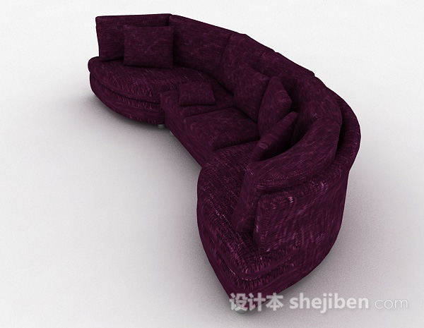 现代风格紫色多人沙发3d模型下载